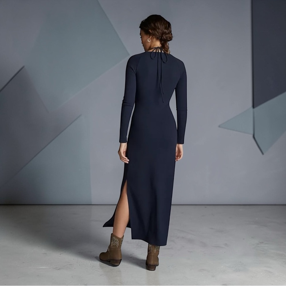 Anthropologie Tie-Front Fitted Midi Dress Small - Picture 3 of 10